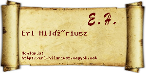 Erl Hiláriusz névjegykártya